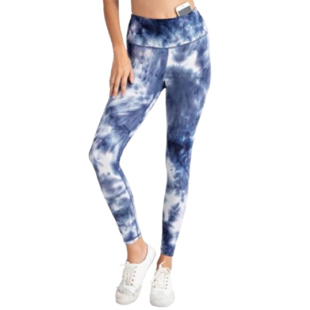 Rae Mode High Waist Blue White Tie Dye Leggings Size M EUC